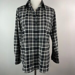 Lauren Ralph Lauren Womens Black White Plaid Button Down Shirt Small Long Sleeve